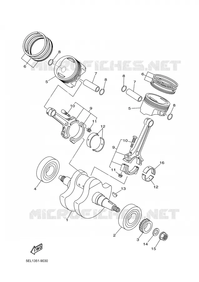 CRANKSHAFT / PISTON Yamaha MOTO 1100 2003 BULLDOG  BT1100