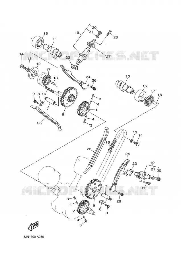 CAMSHAFT / TIMING CHAIN Yamaha MOTO 1100 2003 BULLDOG  BT1100
