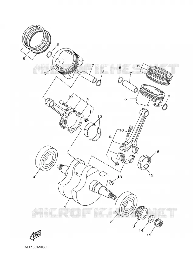 CRANKSHAFT / PISTON Yamaha MOTO 1100 2004 BULLDOG  BT1100