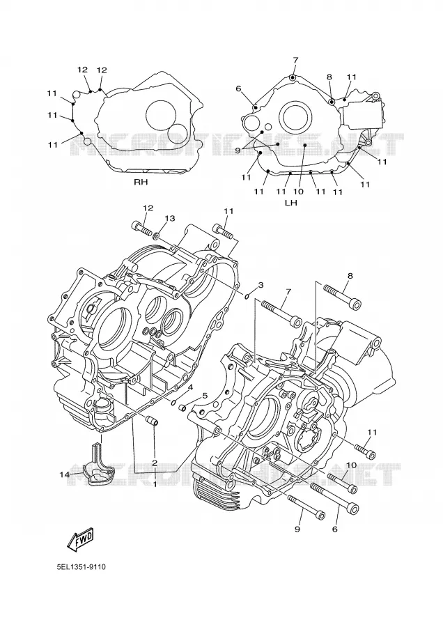 CRANKCASE Yamaha MOTO 1100 2004 BULLDOG  BT1100
