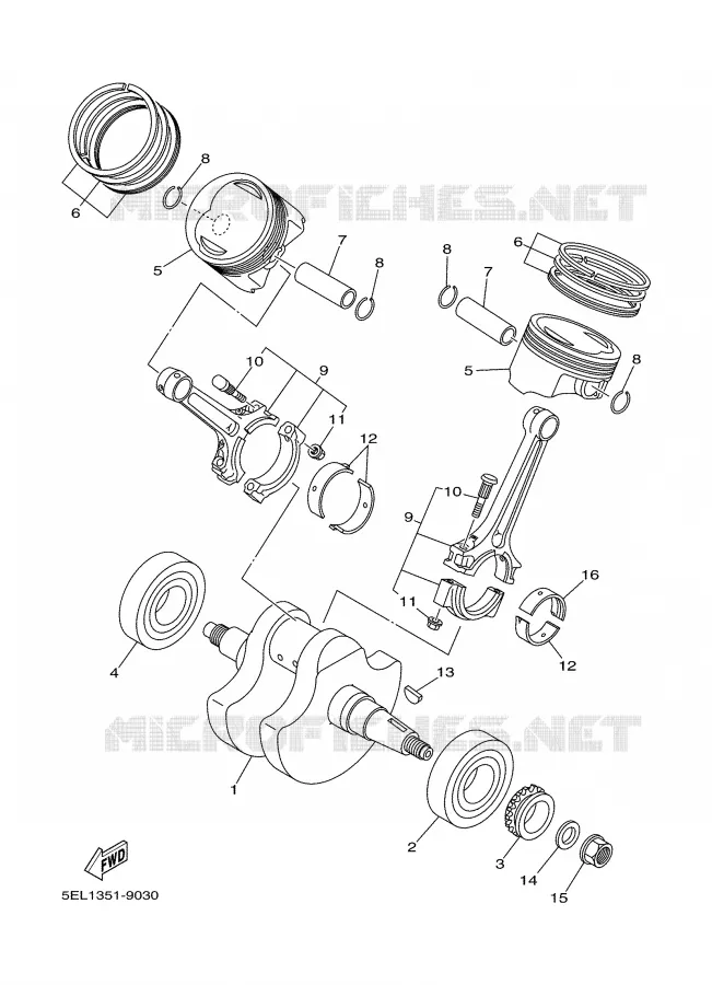 CRANKSHAFT / PISTON Yamaha MOTO 1100 2005 BULLDOG  BT1100