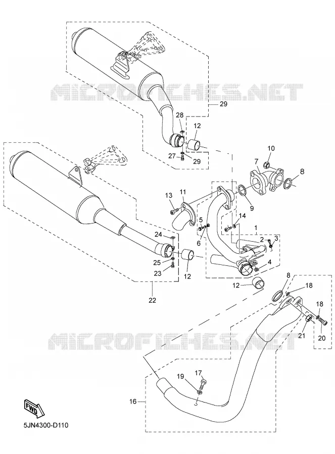 EXHAUST Yamaha MOTO 1100 2005 BULLDOG  BT1100