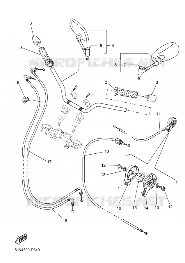 HANDLEBAR & CABLES Yamaha MOTO 1100 2006 BULLDOG  BT1100