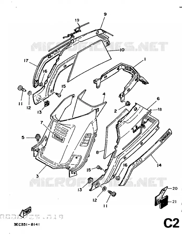 SIDE COVER Yamaha SCOOTER 50 1990 BELUGA  CH50