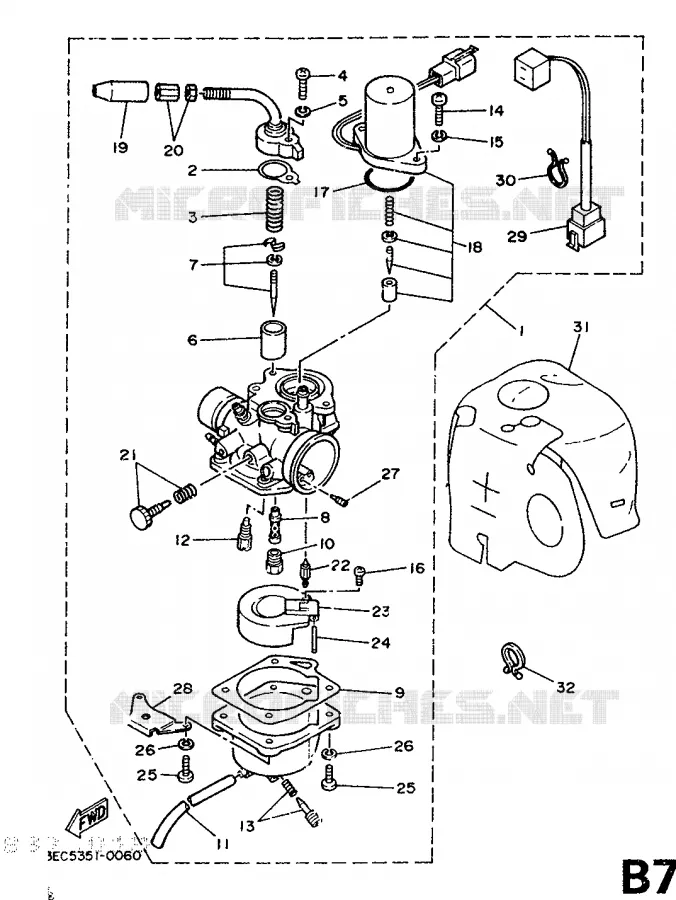 CARBURETOR Yamaha SCOOTER 50 1990 BELUGA  CH50