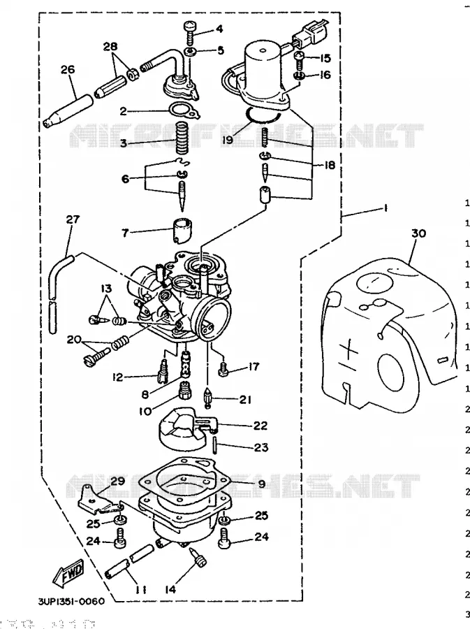 CARBURETOR Yamaha SCOOTER 80 1992 ACTIVE  CH80