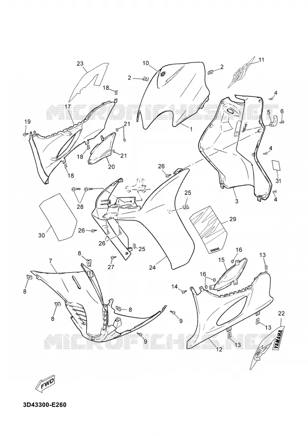 LEG SHIELD Yamaha SCOOTER 50 2007 JOG  CS50M