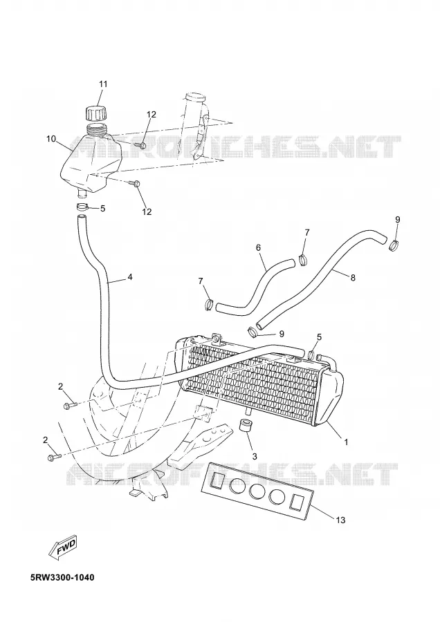 RADIATOR / HOSES Yamaha SCOOTER 50 2004 JOG  CS50Z
