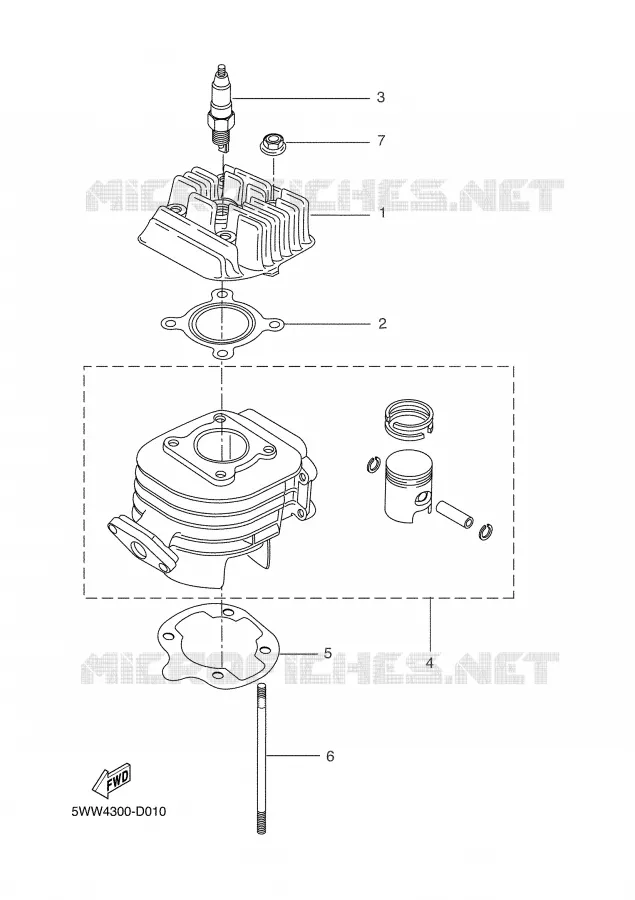CYLINDER HEAD  Yamaha SCOOTER 50 2004 SLIDER  EW50