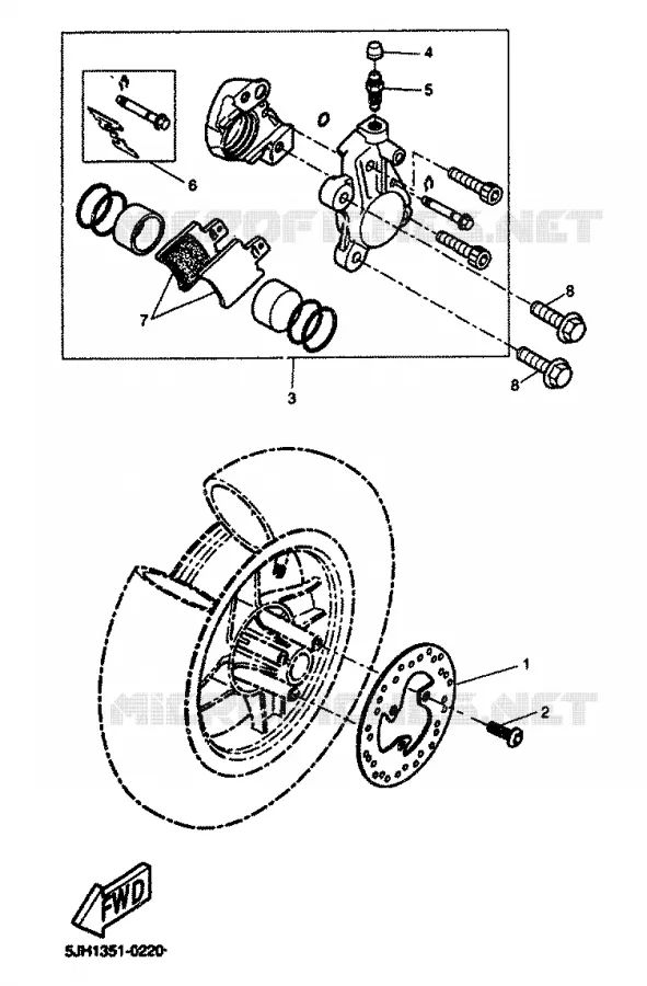 FRONT BRAKE CALIPER Yamaha SCOOTER 50 2000 STUNT  EW50