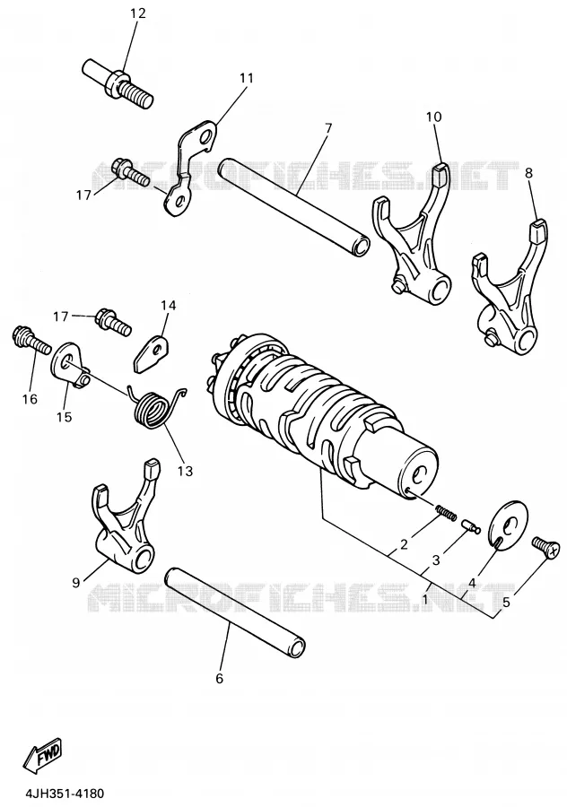 GEAR SHIFT SELECTOR DRUM / FORKS Yamaha MOTO 600 1999 THUNDERCAT  YZF600R