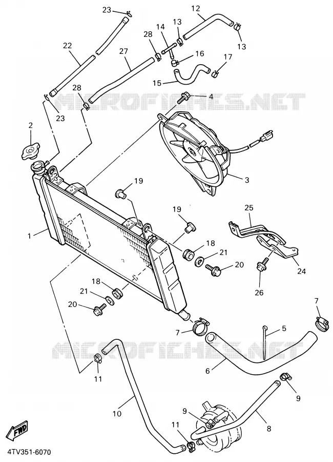 RADIATOR / HOSES Yamaha MOTO 600 1999 THUNDERCAT  YZF600R