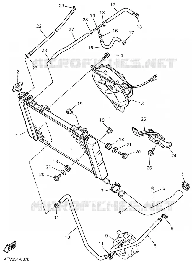 RADIATOR / HOSES Yamaha MOTO 600 2000 THUNDERCAT  YZF600R