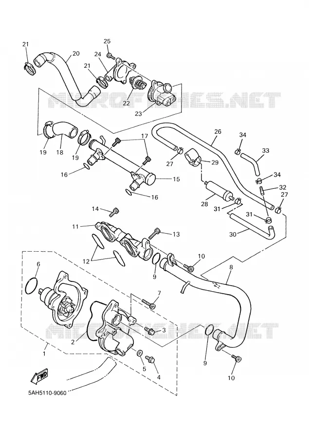 WATERPUMP / HOSES Yamaha MOTO 600 2000 THUNDERCAT  YZF600R