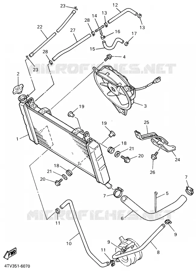 RADIATOR / HOSES Yamaha MOTO 600 2000 THUNDERCAT  YZF600R