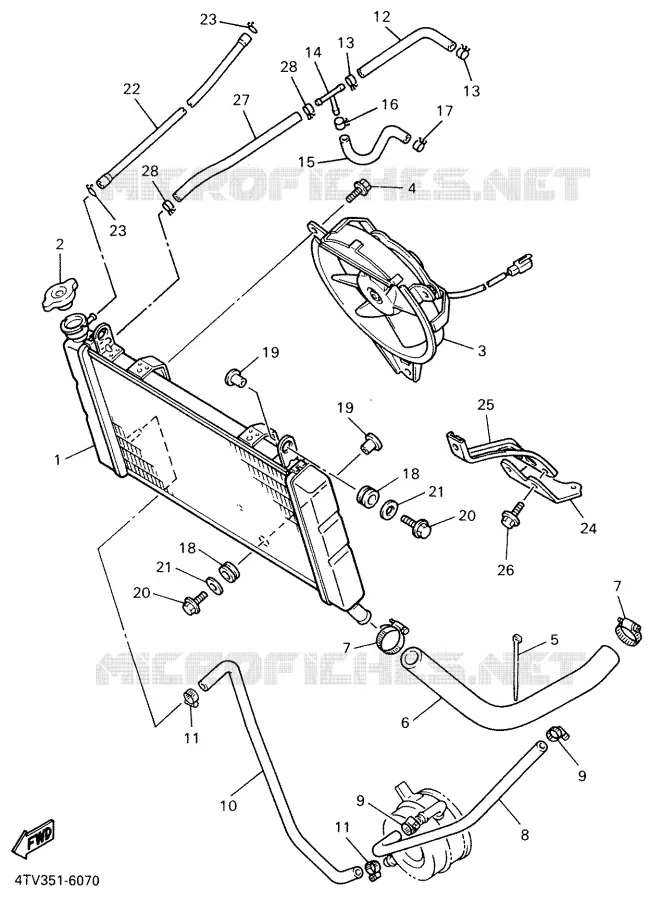 RADIATOR / HOSES Yamaha MOTO 600 2001 THUNDERCAT  YZF600R