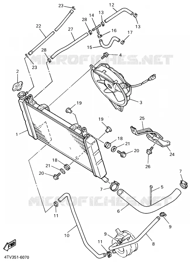 RADIATOR / HOSES Yamaha MOTO 600 2001 THUNDERCAT  YZF600R