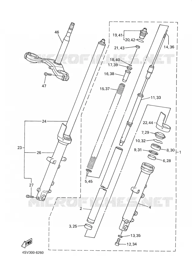 FRONT FORK Yamaha MOTO 1000 2001 THUNDERACE  YZF1000R