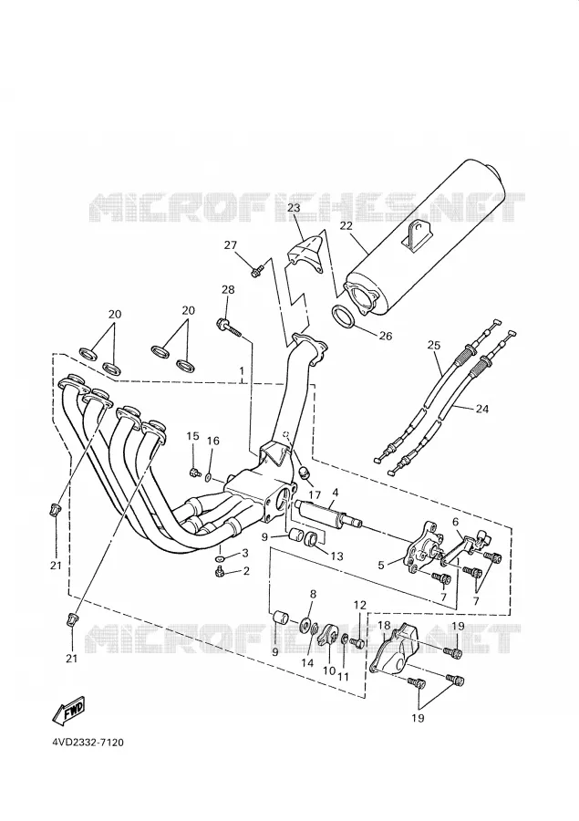 EXHAUST Yamaha MOTO 1000 2001 THUNDERACE  YZF1000R