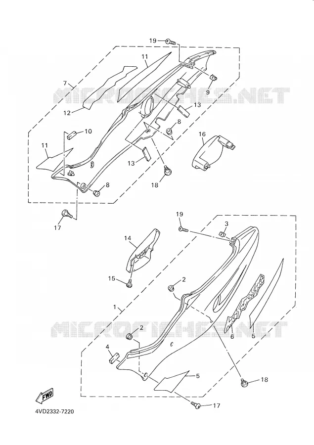 SIDE COVER Yamaha MOTO 1000 2001 THUNDERACE  YZF1000R