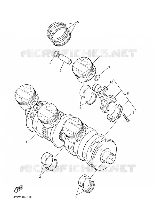 CRANKSHAFT / PISTON Yamaha MOTO 1000 2001 THUNDERACE  YZF1000R