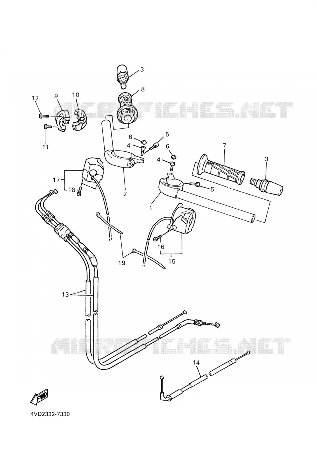 HANDLEBAR & CABLES Yamaha MOTO 1000 2001 THUNDERACE  YZF1000R