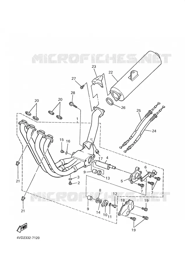 EXHAUST Yamaha MOTO 1000 2001 THUNDERACE  YZF1000R
