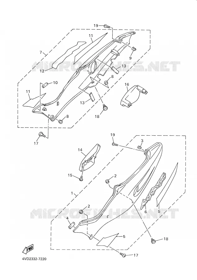 SIDE COVER Yamaha MOTO 1000 2001 THUNDERACE  YZF1000R