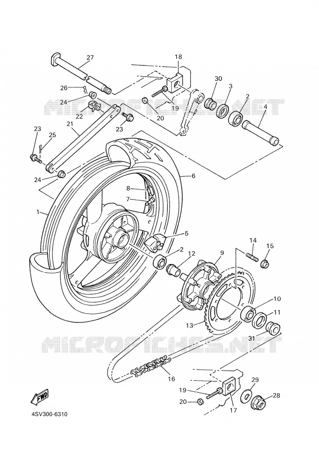 REAR WHEEL Yamaha MOTO 1000 2001 THUNDERACE  YZF1000R