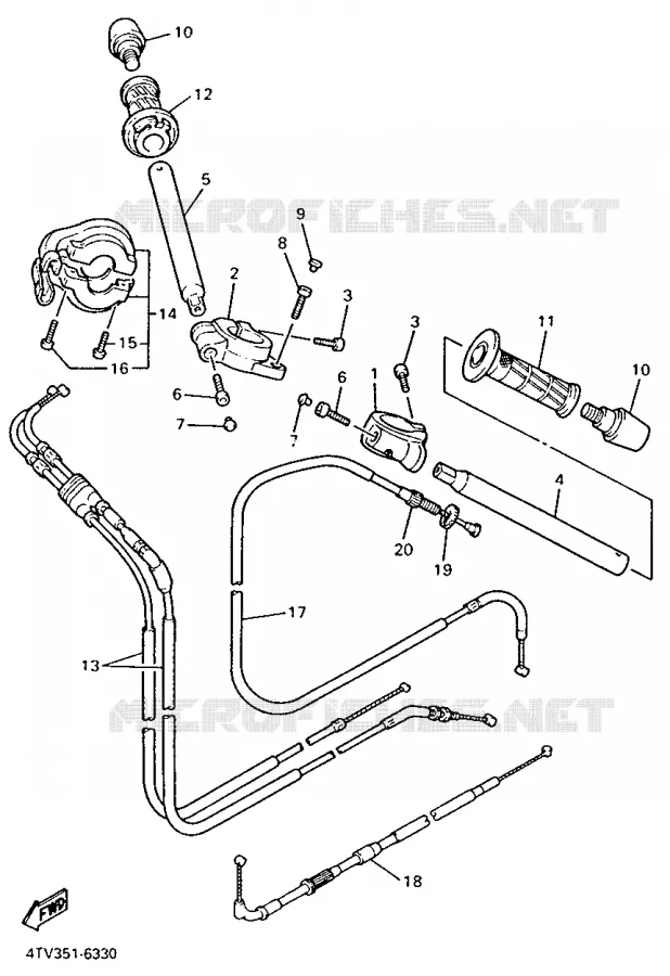 HANDLEBAR & CABLES Yamaha MOTO 600 1996 THUNDERCAT  YZF600R