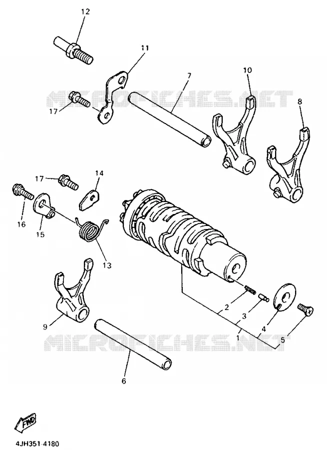 GEAR SHIFT SELECTOR DRUM / FORK Yamaha MOTO 600 1996 THUNDERCAT  YZF600R