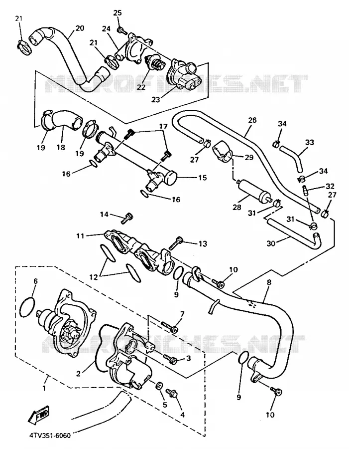 WATERPUMP / HOSES Yamaha MOTO 600 1998 THUNDERCAT  YZF600R