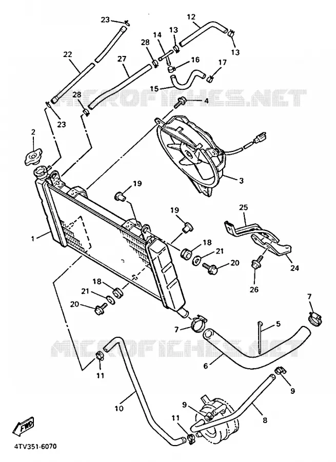 RADIATOR / HOSES Yamaha MOTO 600 1998 THUNDERCAT  YZF600R