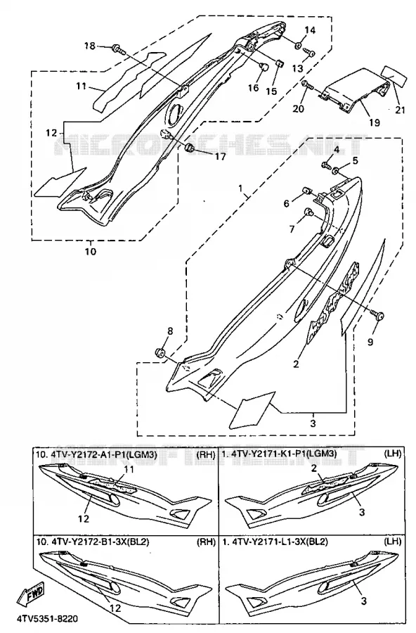 SIDE COVER Yamaha MOTO 600 1998 THUNDERCAT  YZF600R