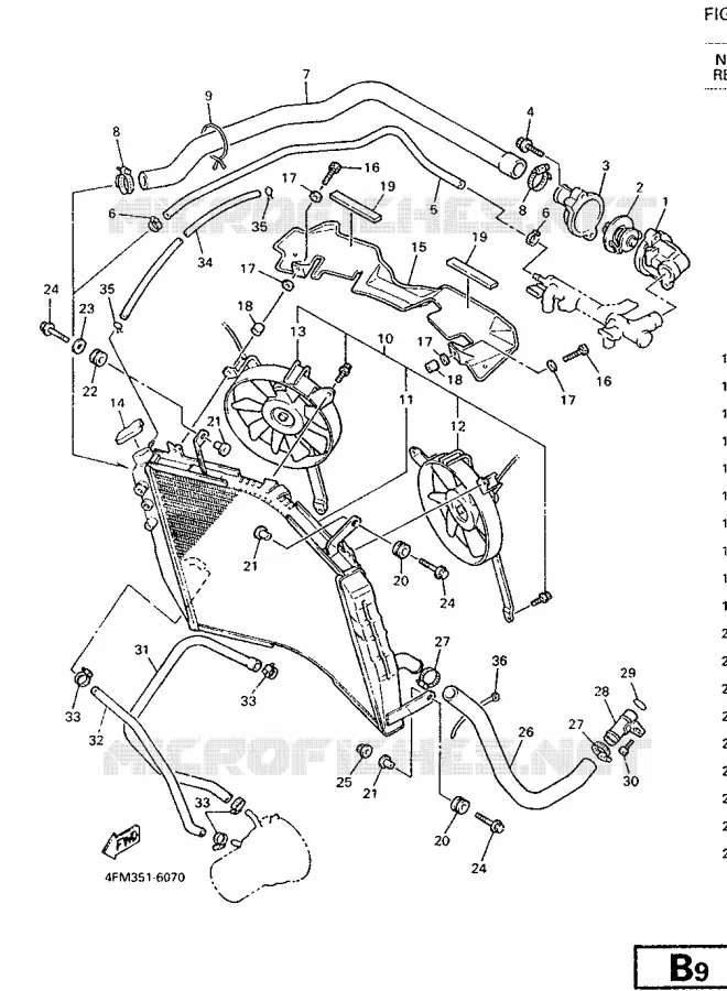 RADIATOR / HOSES Yamaha MOTO 750 1996 YZF  YZF750SP