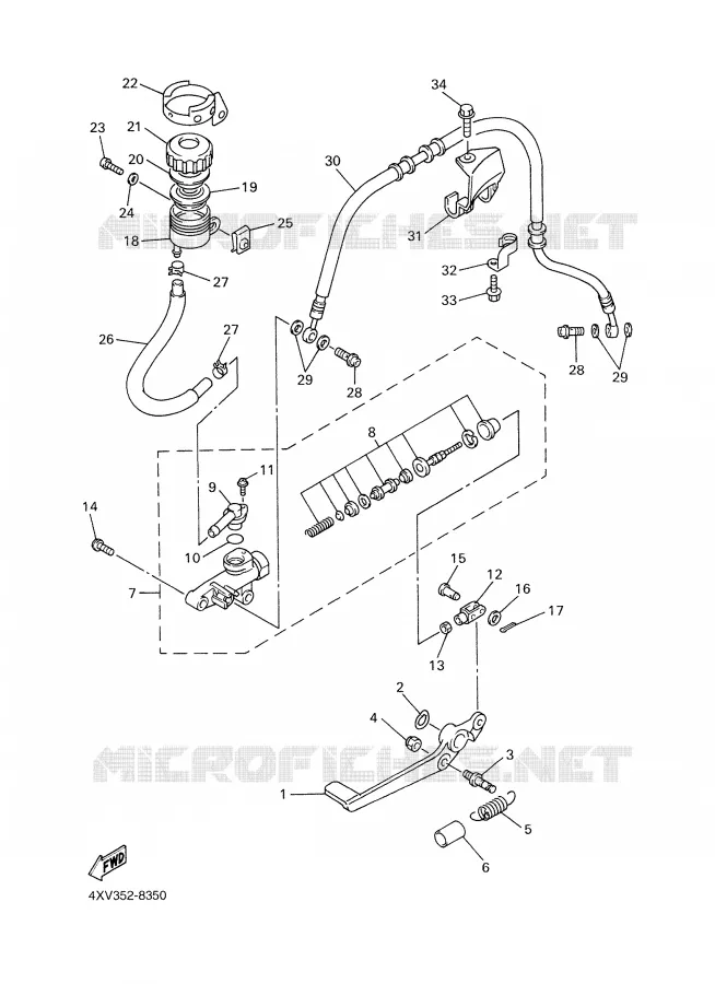 REAR BRAKE MASTER CYLINDER Yamaha MOTO 1000 1998 R1  YZF-R1