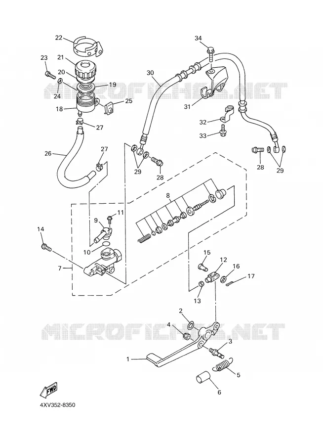 REAR BRAKE MASTER CYLINDER Yamaha MOTO 1000 1998 R1  YZF-R1