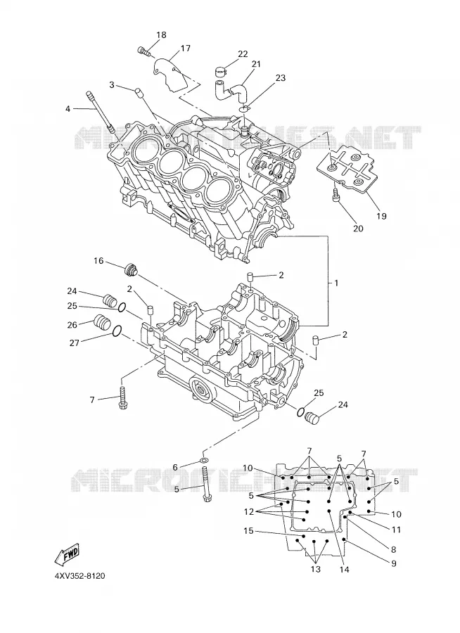 CRANKCASE Yamaha MOTO 1000 1998 R1  YZF-R1