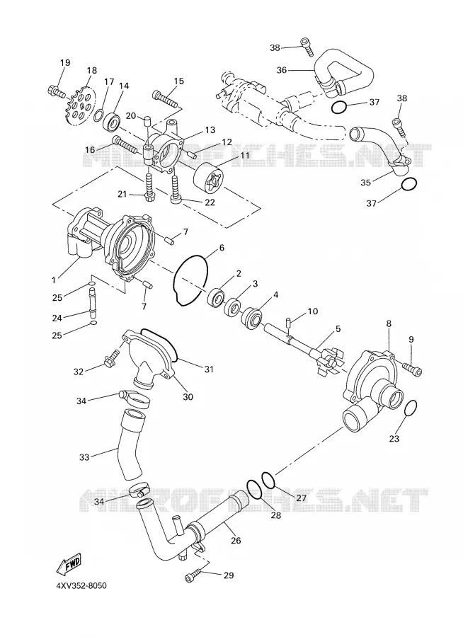 WATERPUMP / HOSES Yamaha MOTO 1000 1998 R1  YZF-R1