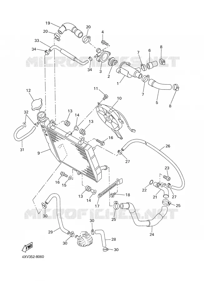 RADIATOR / HOSES Yamaha MOTO 1000 1998 R1  YZF-R1