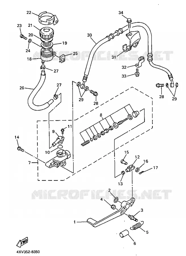 REAR BRAKE MASTER CYLINDER Yamaha MOTO 1000 1998 R1  YZF-R1