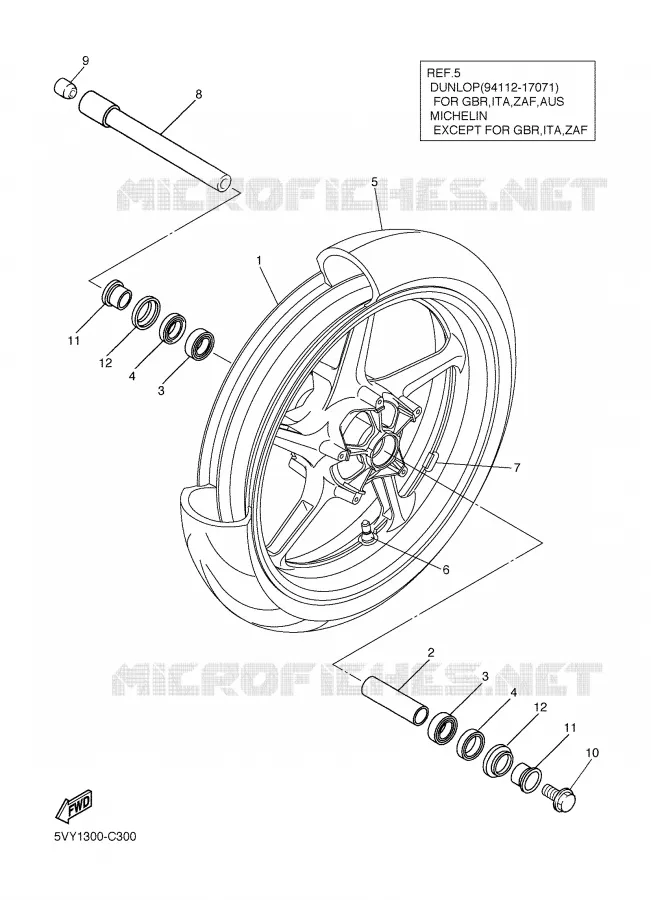FRONT WHEEL Yamaha MOTO 1000 2004 R1  YZF-R1