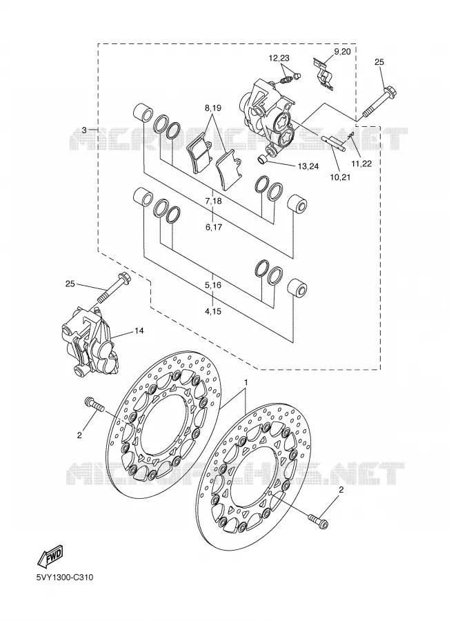 FRONT BRAKE CALIPER Yamaha MOTO 1000 2005 R1  YZF-R1