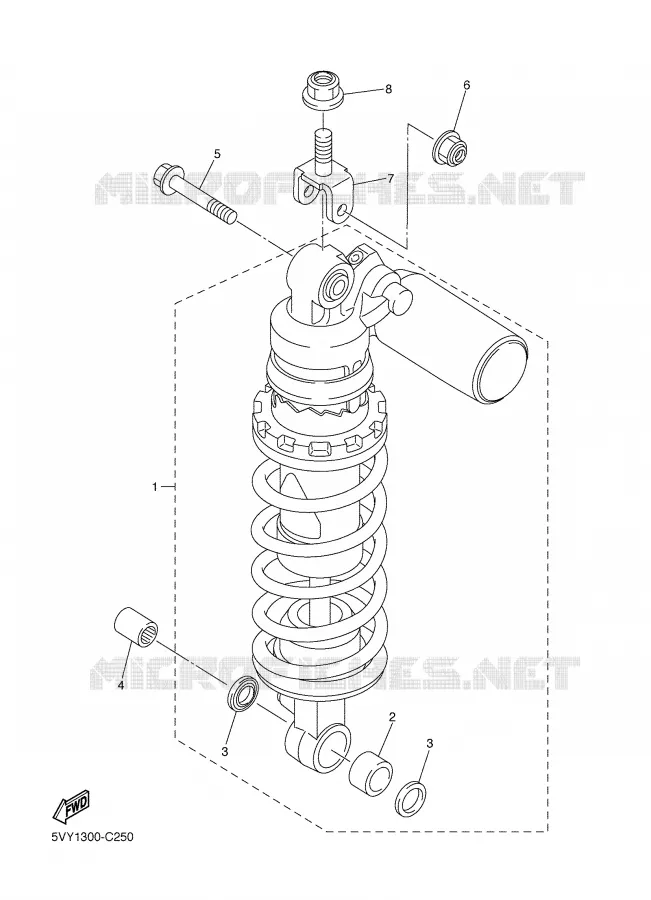 REAR SHOCK ABSORBER Yamaha MOTO 1000 2006 R1  YZF-R1