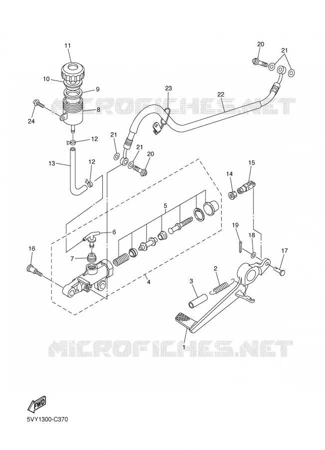 REAR BRAKE MASTER CYLINDER Yamaha MOTO 1000 2006 R1  YZF-R1