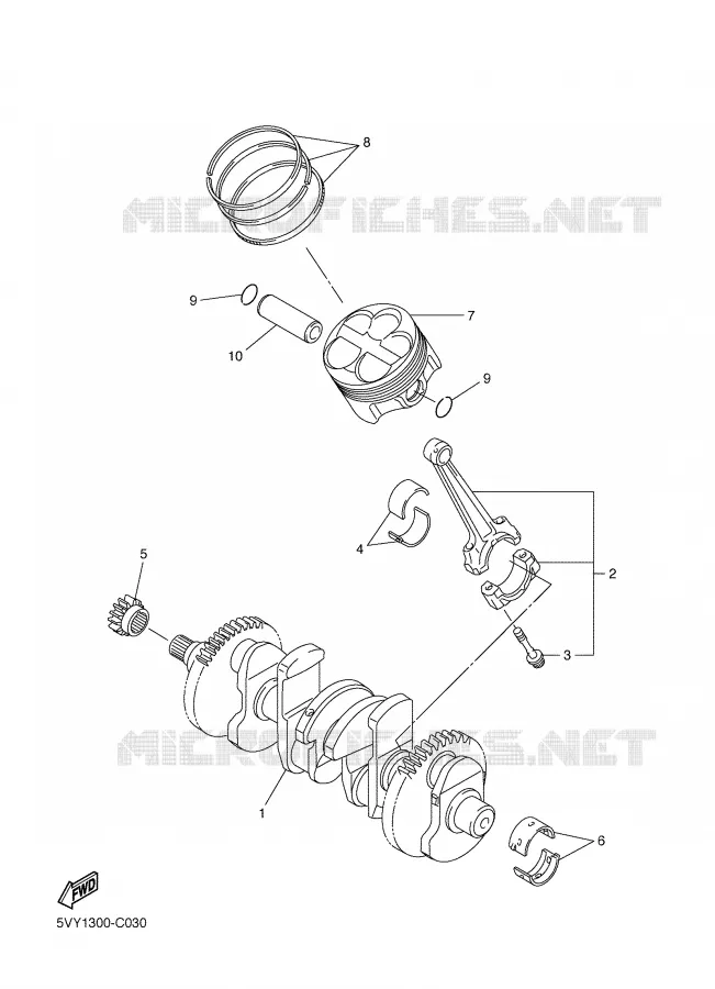 CRANKSHAFT / PISTON Yamaha MOTO 1000 2006 R1  YZF-R1S