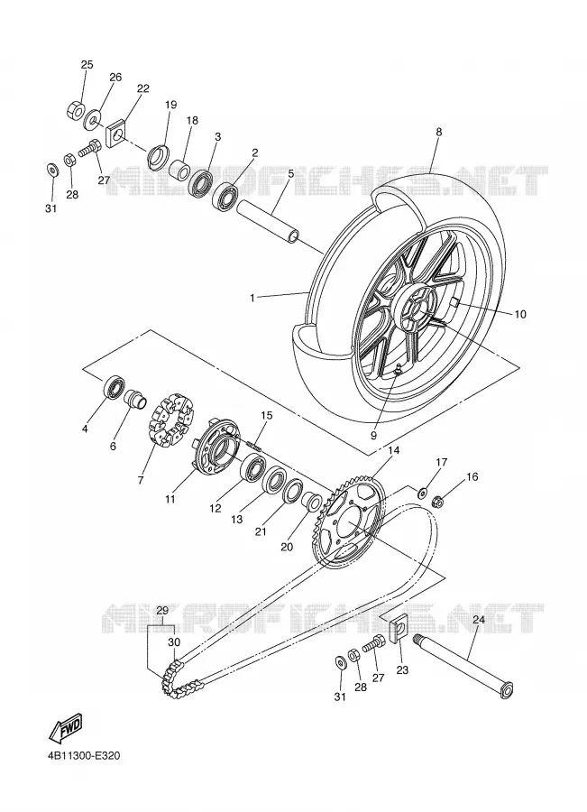 REAR WHEEL Yamaha MOTO 1000 2006 R1  YZF-R1S