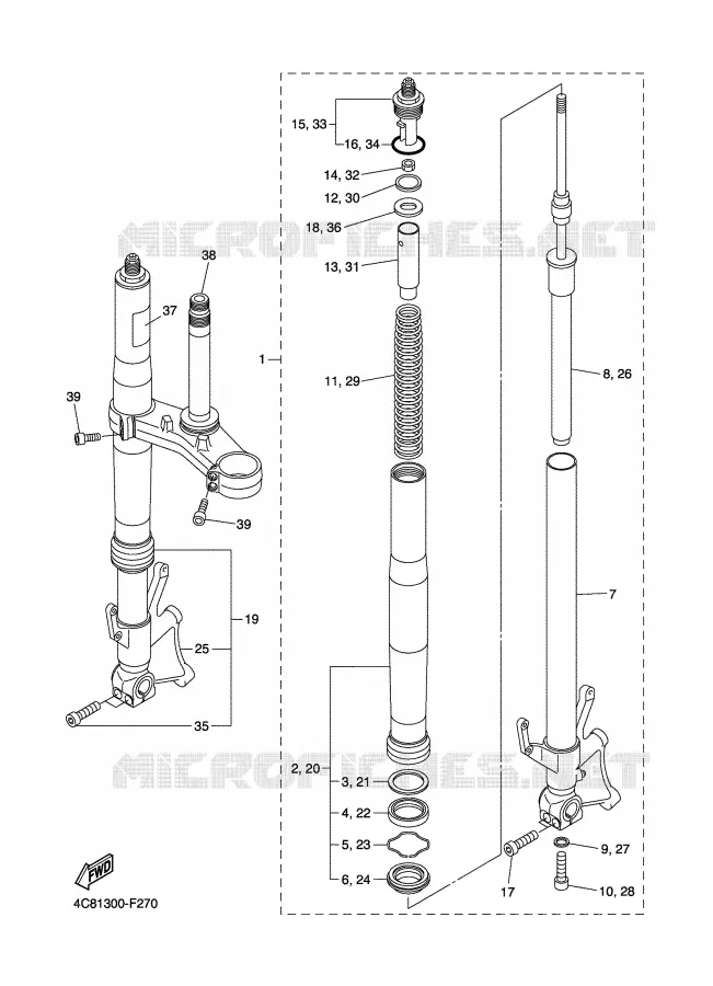 FRONT FORK Yamaha MOTO 1000 2007 R1  YZF-R1W