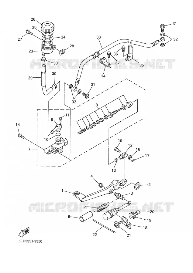REAR BRAKE MASTER CYLINDER Yamaha MOTO 600 2000 R6  YZF-R6