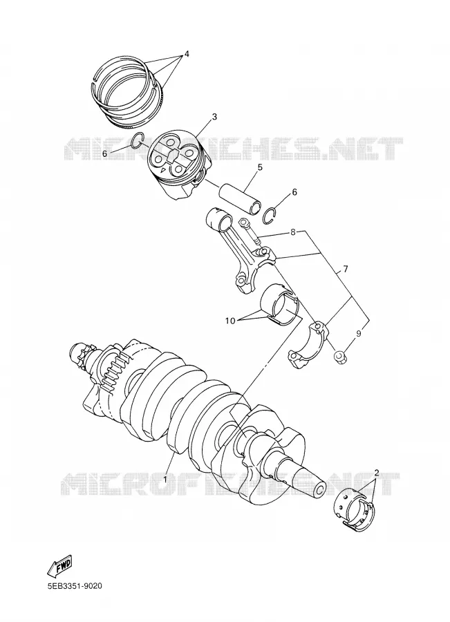 CRANKSHAFT / PISTON Yamaha MOTO 600 2002 R6  YZF-R6